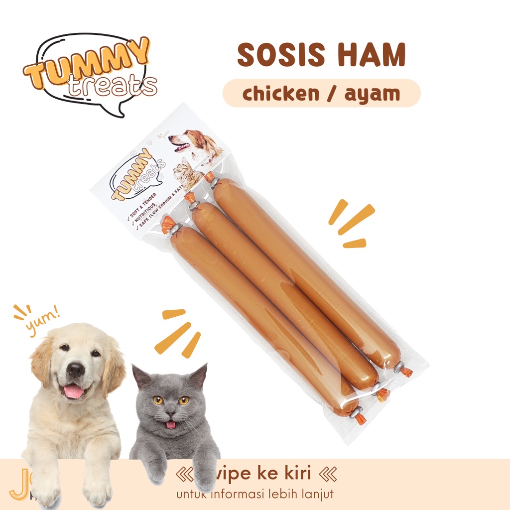 TUMMY TREATS Sosis Ham Snack Kucing Anjing Makanan Cemilan Hewan