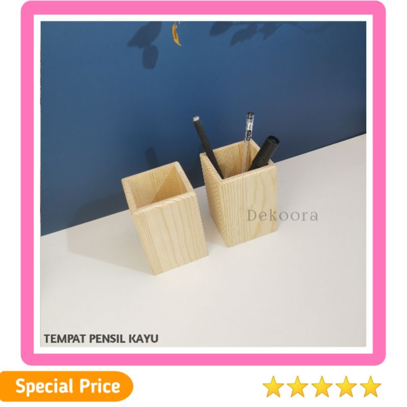 

Tempat Pencil Kayu Asli / Wadah Pulpen Kayu