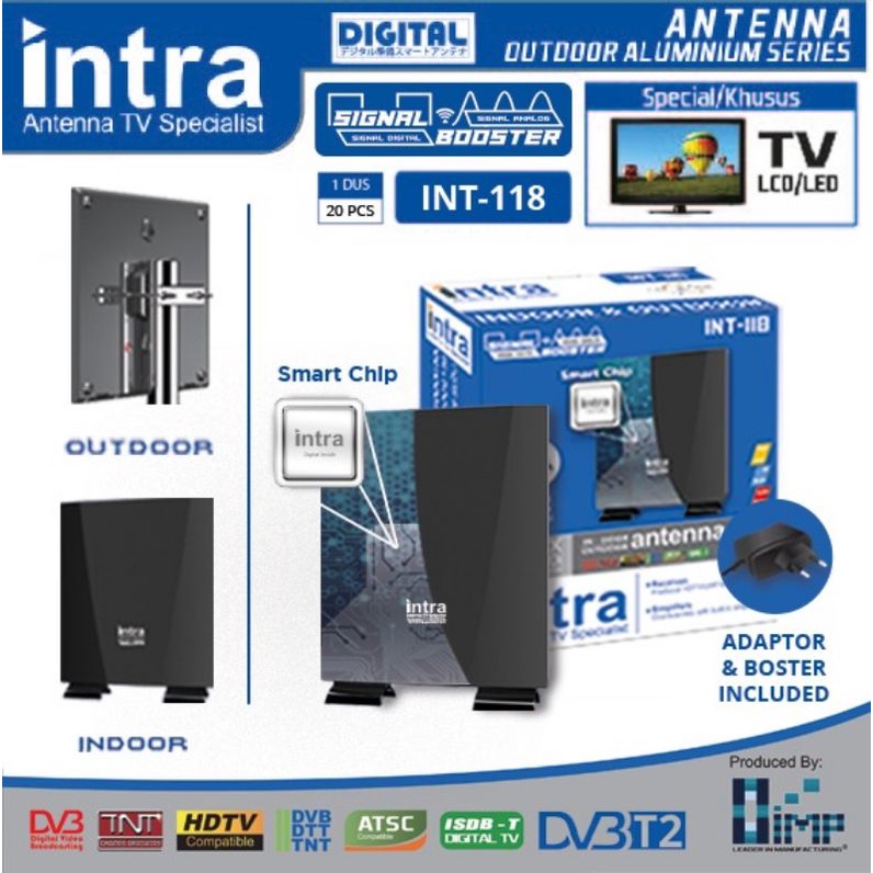 Intra Antena TV Digital Dalam &amp; Luar / Indoor &amp; Outdoor INT-118 / INT-119