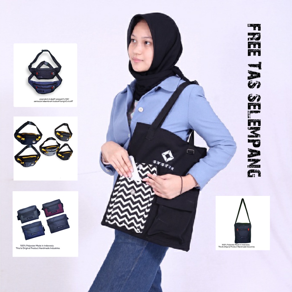 Tote bag FREE TAS SELEMPANG totebag kanvas premium