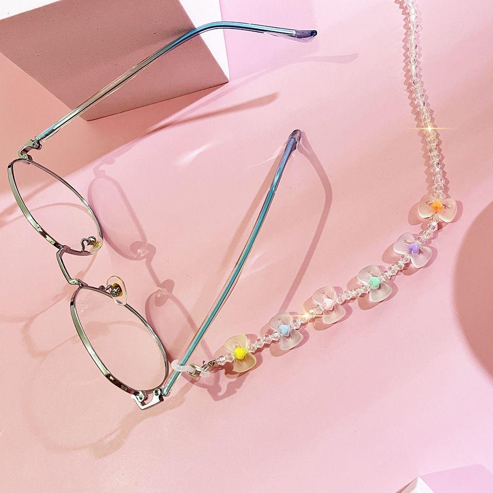 R-flower Glasses Chain Kacamata Baca Vintage Bentuk Hati Perlindungantali Ikatan Simpul Mata Memakai Aksesoris