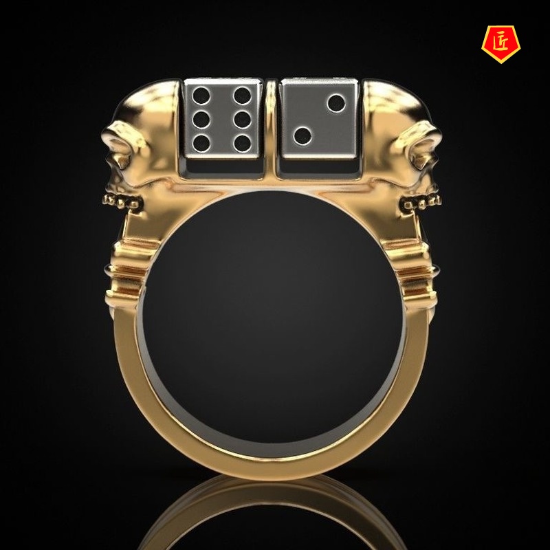 [Ready Stock]Creative Skull Dice Ring Vintage Punk Style