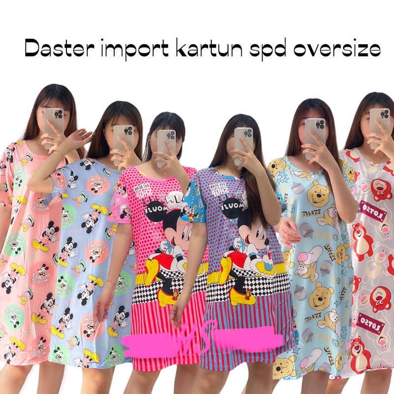 DASTER DRESS OVERSIZE/KARTUN/DASTER SANTAI/BAJU TIDUR