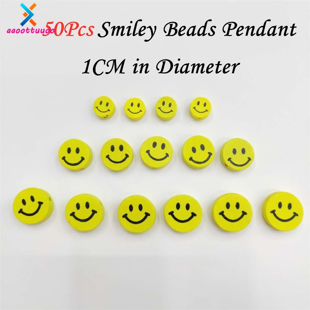 【TERSEDIA &amp; COD】50 Lucu Kuning Smiley Lotus Beads Kartun DIY Aksesoris Perhiasan