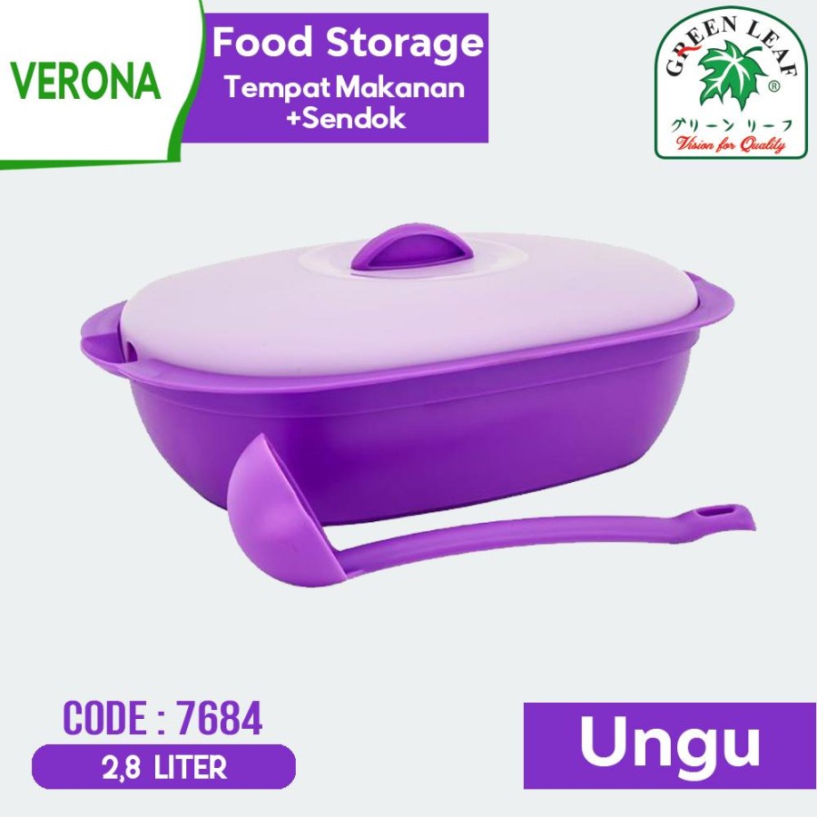 GREEN LEAF VERONA Food Storage + Sendok + Tutup 2.8 Liter -7684