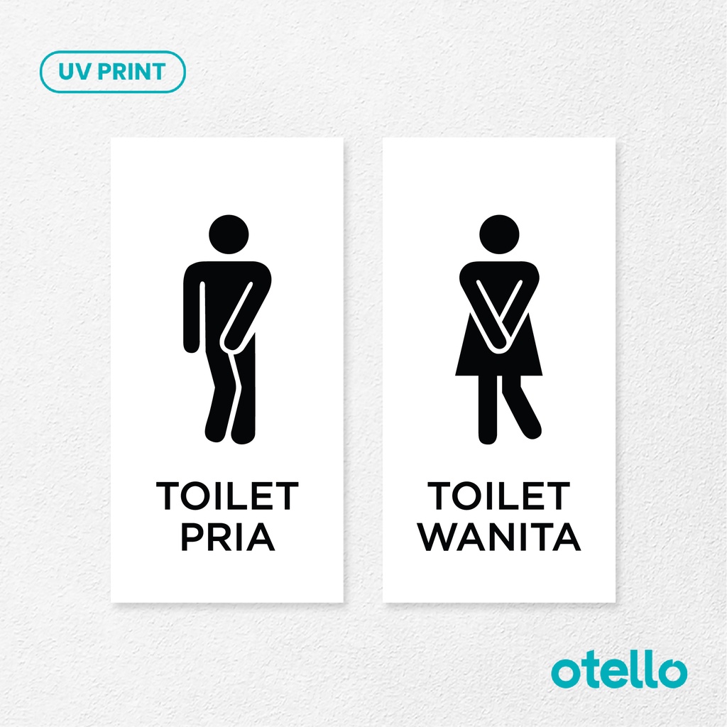 Sign Toilet Icon Kebelet Pria Wanita Minimalist Signage Acrylic Restroom WC Modern Akrilik Penanda Nama Ruang Akrilik Print