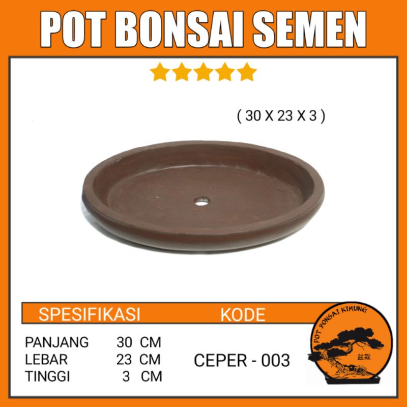 Pot Bonsai Berbahan Semen Bentuk Oval Ceper Kode 003