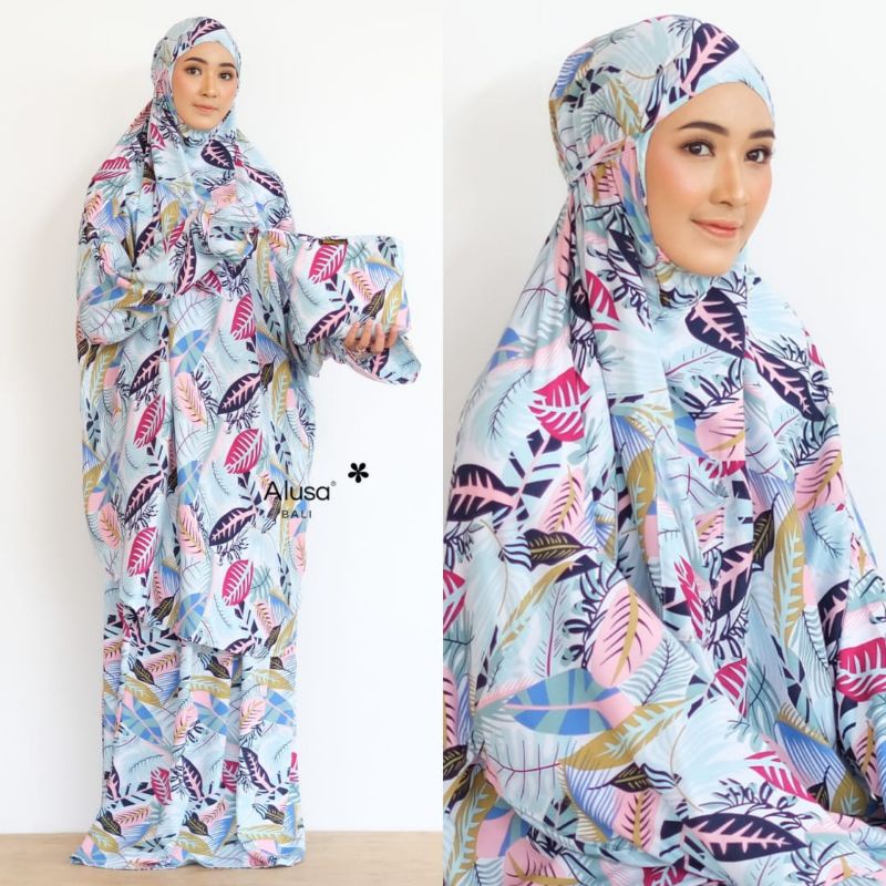 Mukena Bali model Tunik Berlengan Ramadhan Ukuran super Jumbo Bahan Adem Dingin Perlengkapan Alat Ib