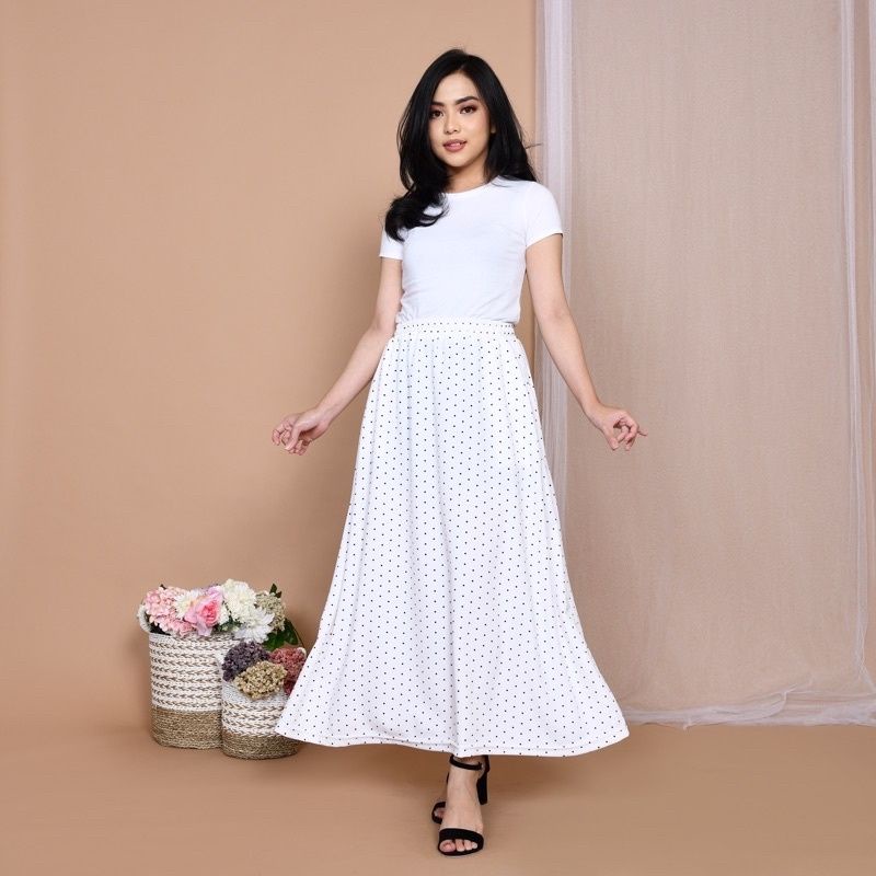 rok polkadot/rok muslim/rok hijab/rok kekinian spandek crepe