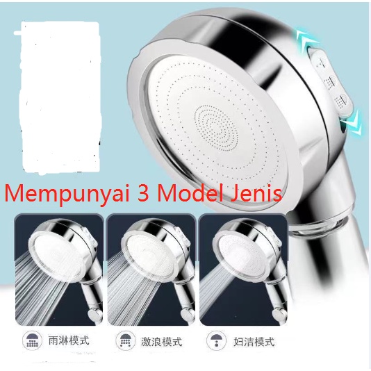 Shower Mandi Kepala Hemat Air Mode Jepang Tombol STOP + 3 MODE