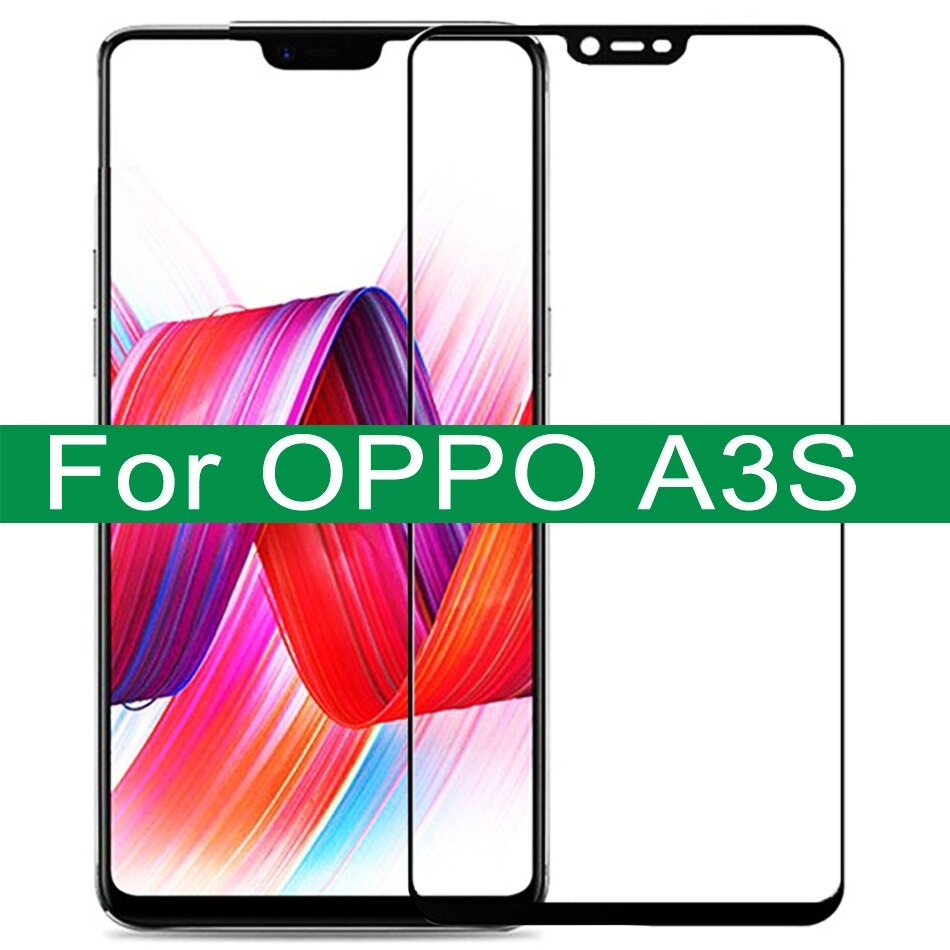 PROMO Tempered Glass OPPO A3s NEW TG Layar FULL COVER Black Premium Glass Anti Gores Kaca