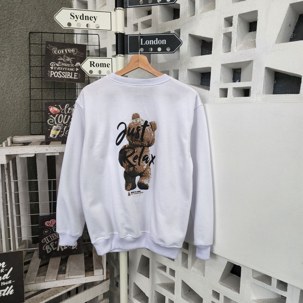 SWEATER CREWNECK JUST RELAX TEDDY / SWEATER CREWNECK TERBARU / CREWNECK UNISEX / CREWNECK KOREAN STYLE / OOTD HIJAB / OOTD KEKINIAN / OOTD KOREAN STYLE / CREWNECK BAHAN FLEECE TERBAIK / CREWNECK MURAH / SWEATER OVERSIZE MURAH / CREWNECK HOODIE TERBARU