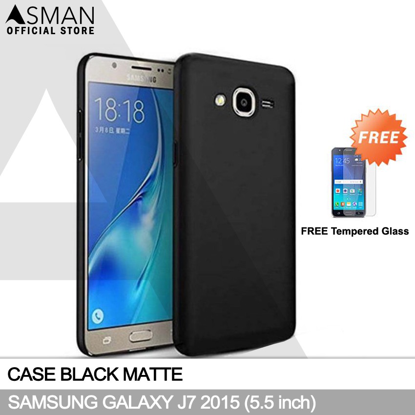 Ultraslim Samsung Galaxy J7 (2015) / J700 (5.5&quot;) | Soft Case Black Matte + FREE Tempered Glass