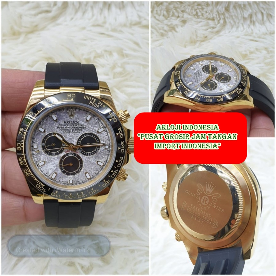 Impor Jam Tangan Pria Rolex Daytona Gold Meteorite Dial Garansi 1th