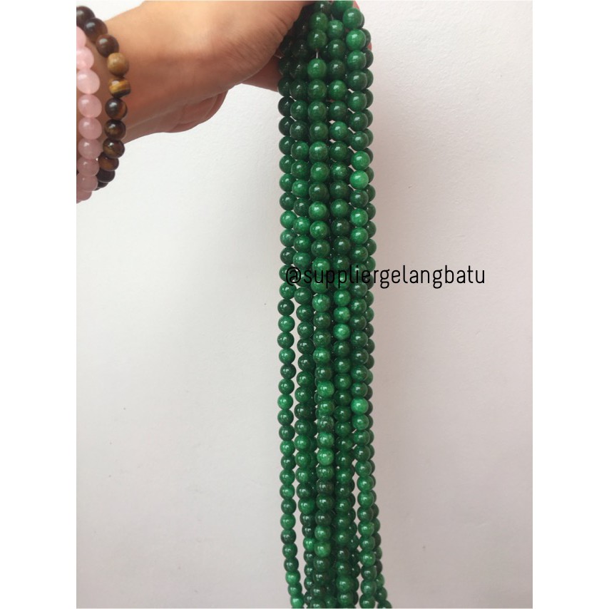 bahan batu giok burma 10mm renceng kalung gelang akik imperial jade craft serat fashion pria wanita