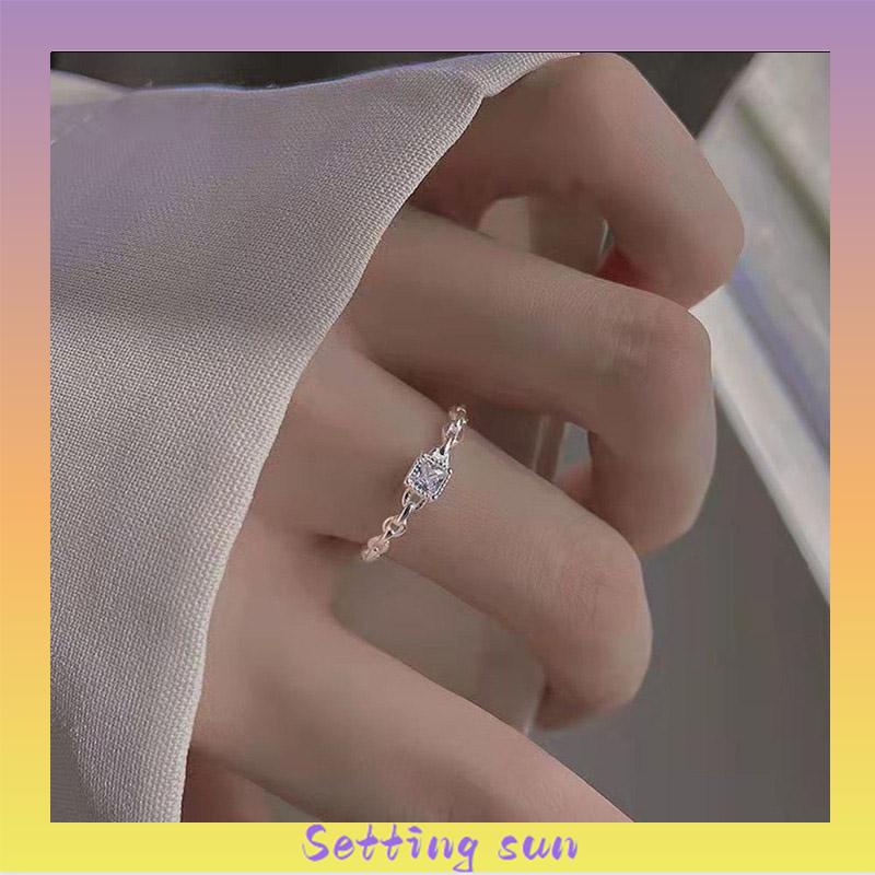 Cincin Berlian Persegi Model Terbuka Untuk Wanita TN