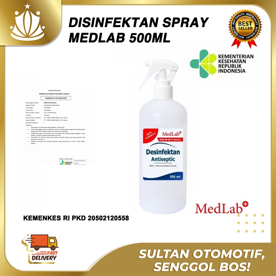 MEDLAB Disinfectant Spray 500ml Fabric RESMI KEMENKES