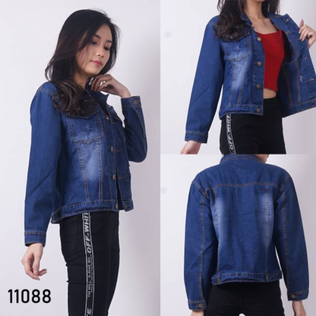 Jaket denim destory wanita bitu tua -jaket Levis biru tua