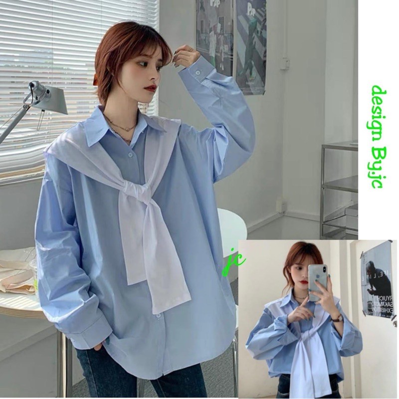 JC- Kem Oversize Lisa HQ / Kemeja Wanita Bangkok / Kemeja Wanita Korea / Kemeja Oversize Korea