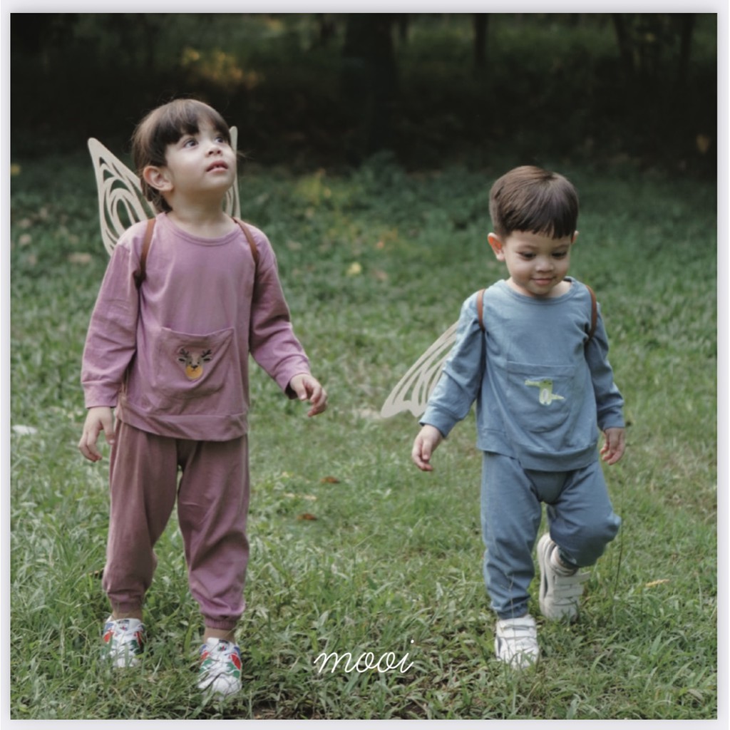 AMBYAR Last Stock MOOI LONGSLEEVE POCKET SET SETELAN PANJANG KANTONG ANAK 1-5 TAHUN CBKS SO