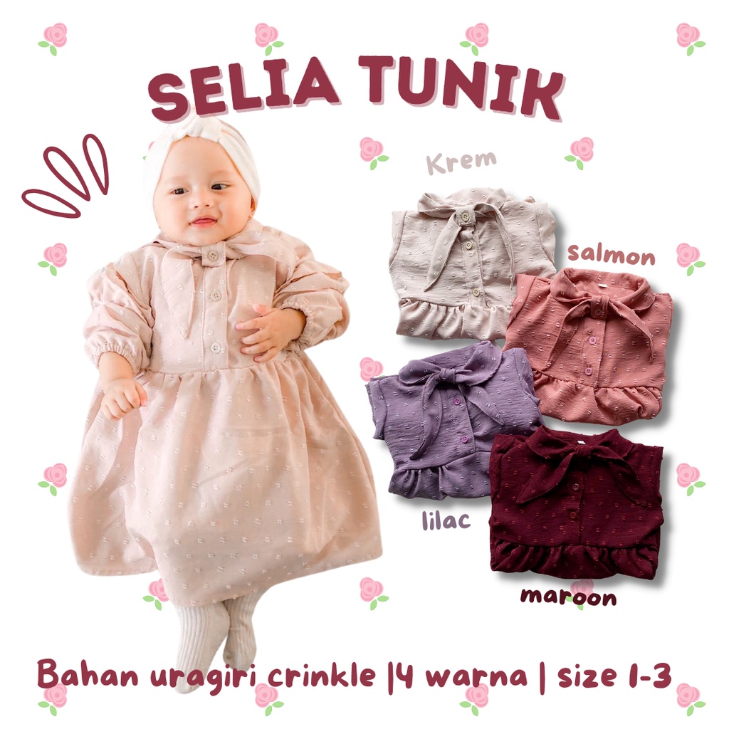 tunik bayi tunik anak perempuan 1-3 tahun SELIA TUNIK/ FREYA dress atasn muslim anak fashion lengan panjang