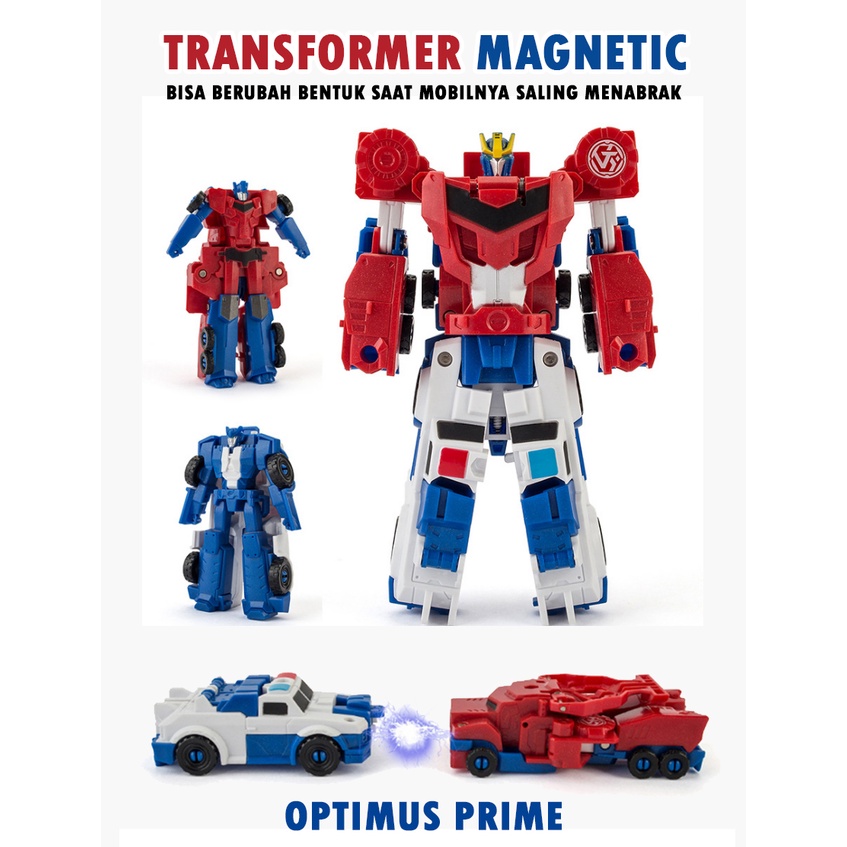 Transformer Magnetic 2in1 mobil bisa berubah menjadi transformer mainan anak robot optimus primer Pegasus Unicorn