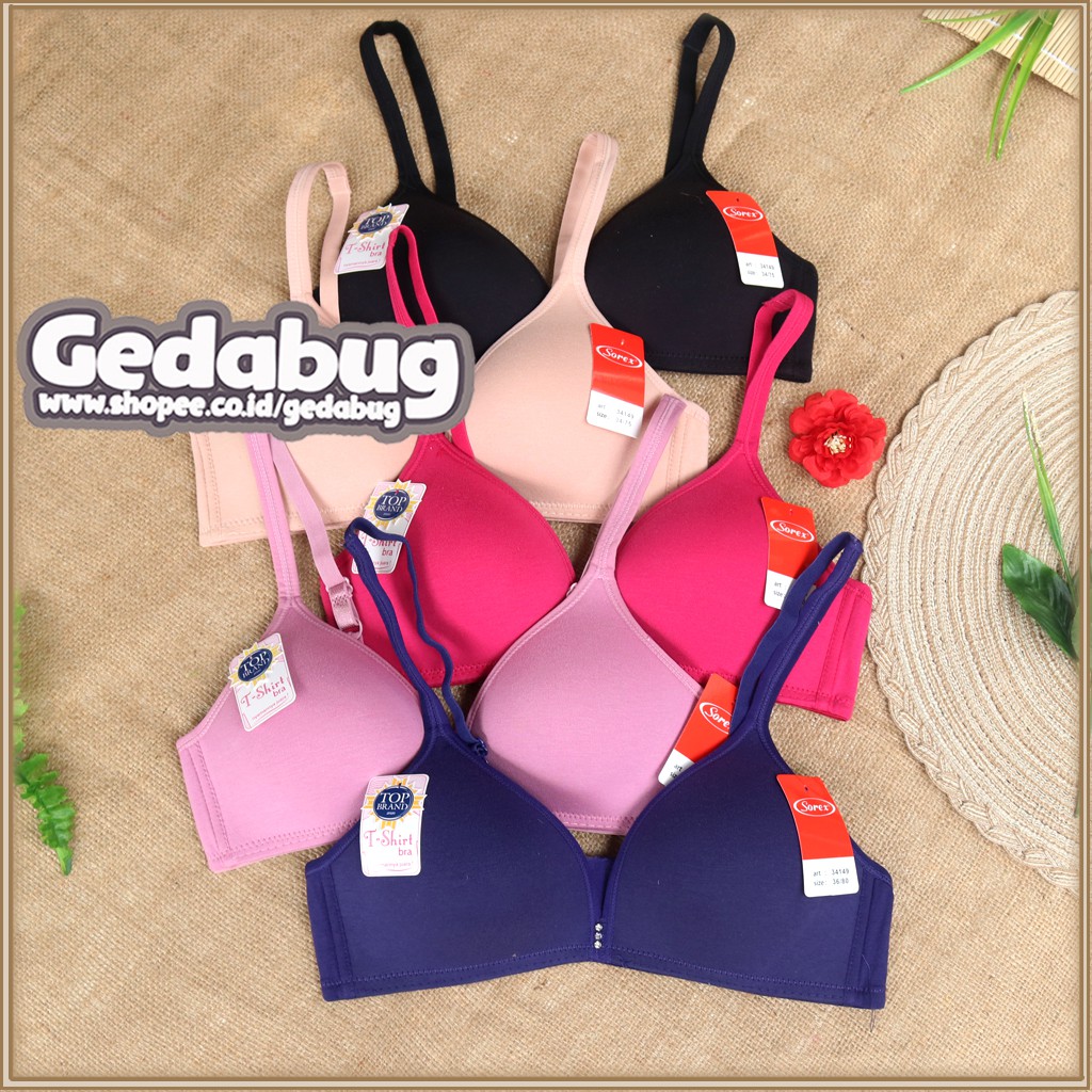 Sorex Bra 34149 T-shirt Bra busa sedang tanpa Kawat Cup setara Cup A-B Kait 2 | Gedabug