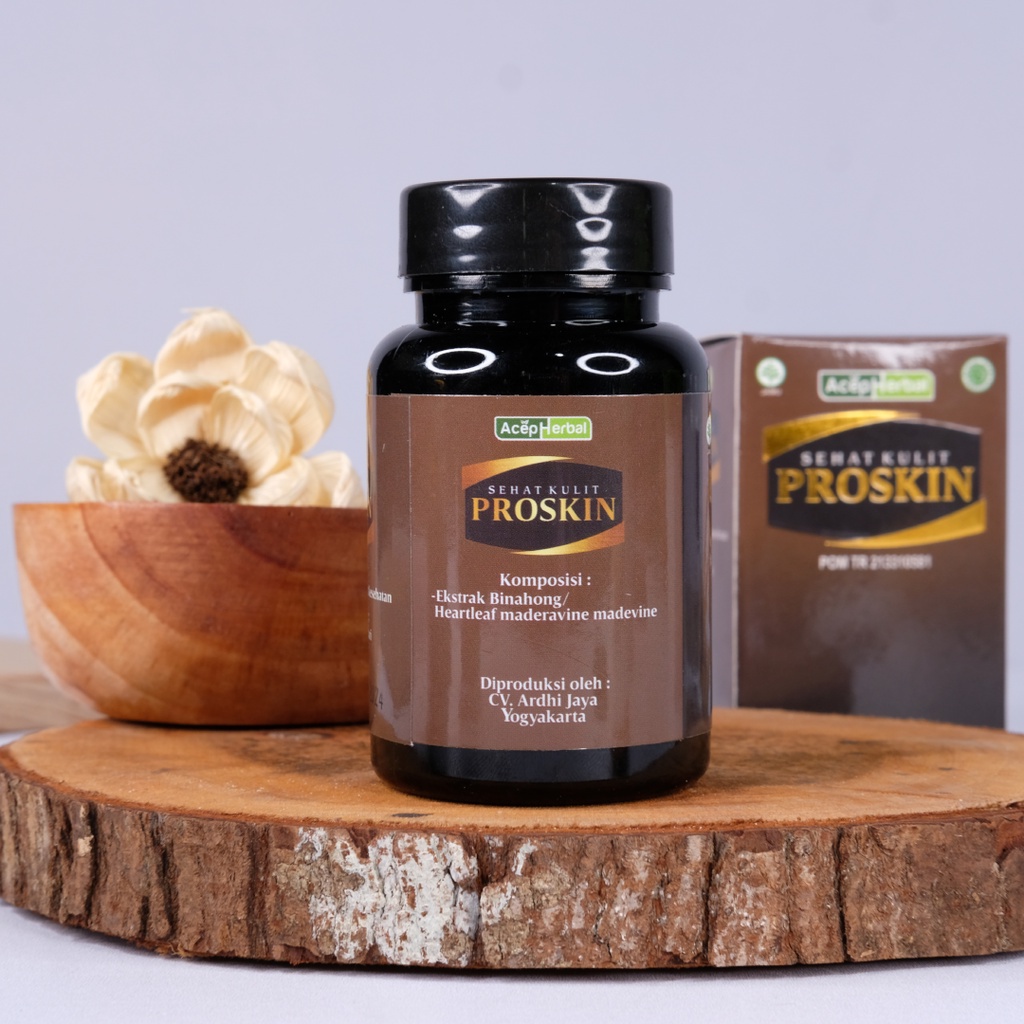 Obat Eksim Kering Basah Exim Menahun Gatal Exsim Gatal Berair Borok Budug Bernanah Psoriasis Kulit Kepala Herbal Proskin Isi 60 Kapsul BPOM dan Halal MUI 100% Original