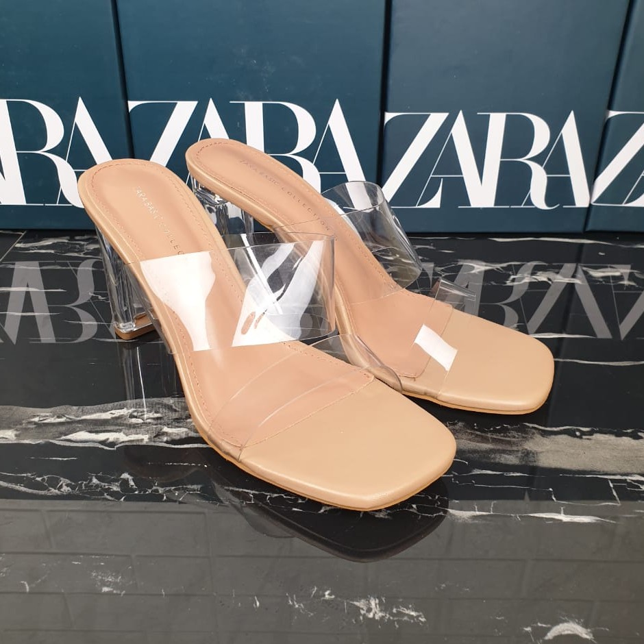 SEPATU HEELS ZR 7CM dan 9CM  - SZR001-TRANSPARAN 9CM + BOX