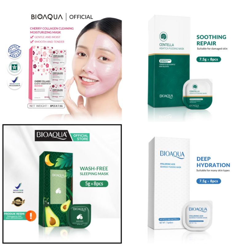 [FEDERICA] ecer BIOAQUA PUDDING MUD MASK / Hyaluronic / Avocado / Centella / Cherry Collagen