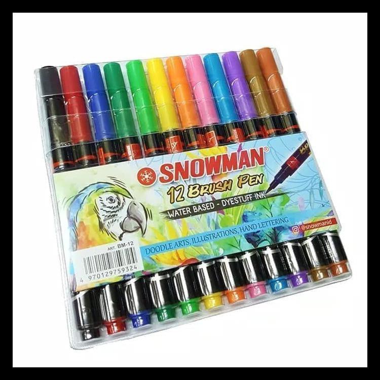 

COD SNOWMAN BRUSHPEN BRUSH PEN KUAS KALIGRAFI WARNA 12 KODE 808