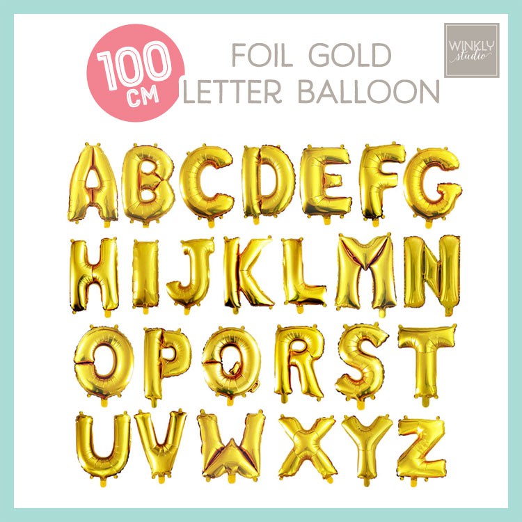 Balon Huruf Emas Foil Jumbo 100cm / 40inch Gold Letter Balloon