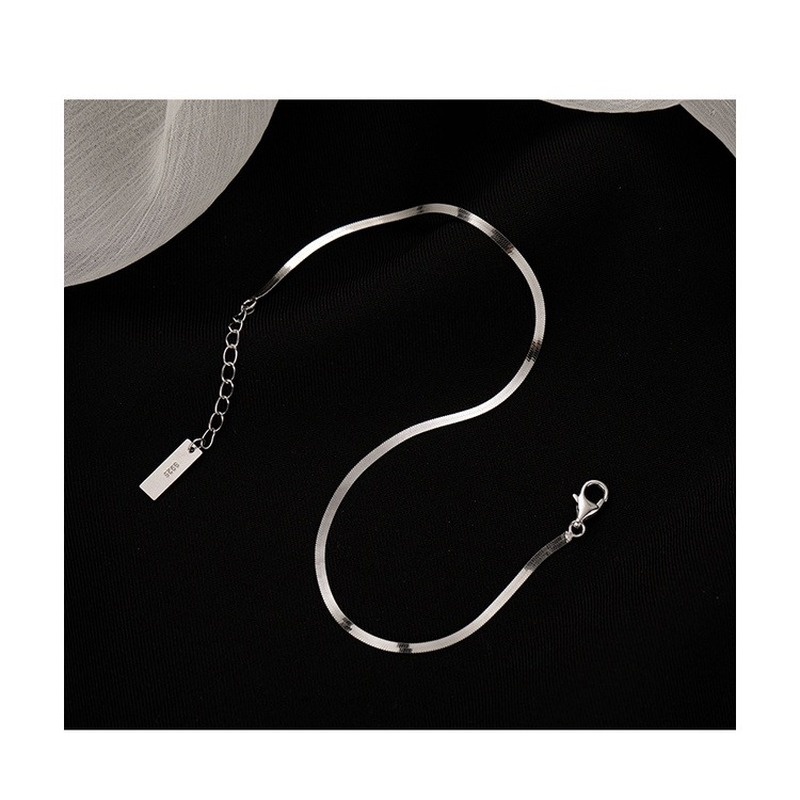 925 Silver Snake Bone Chain Anklet Female Summer Sexy Anklet Simple Clavicle Chain Women Jewelry