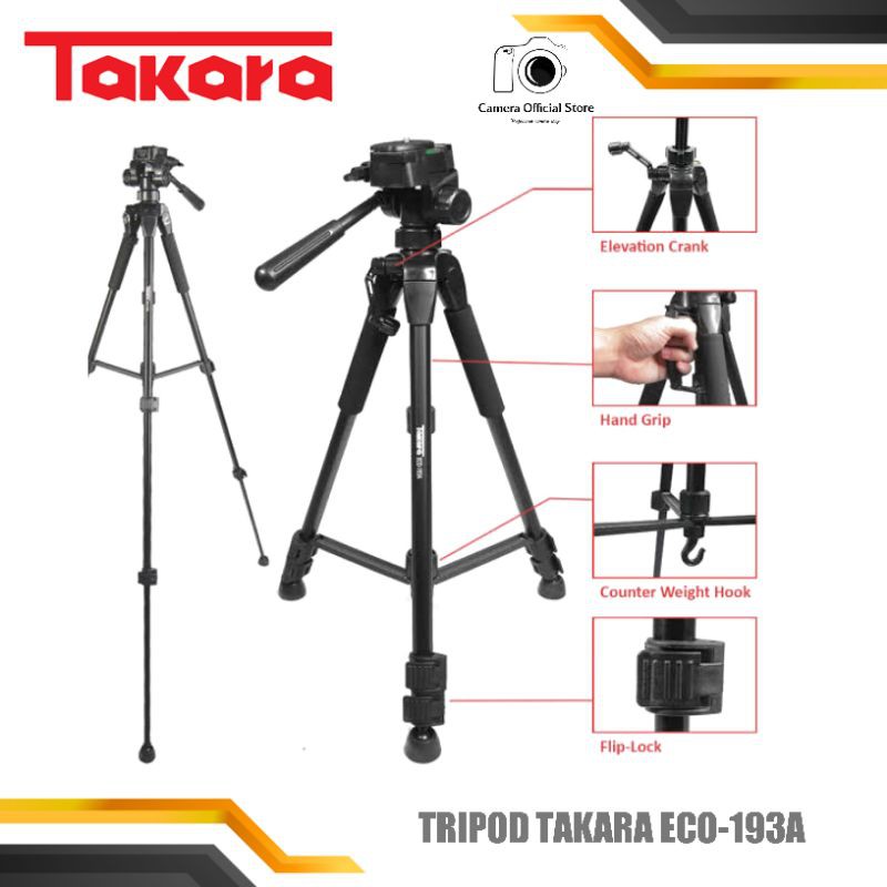 Takara ECO-193A Lightweight Travel Tripod Free Bag for DSLR dan Mirrorless ECO 193A II