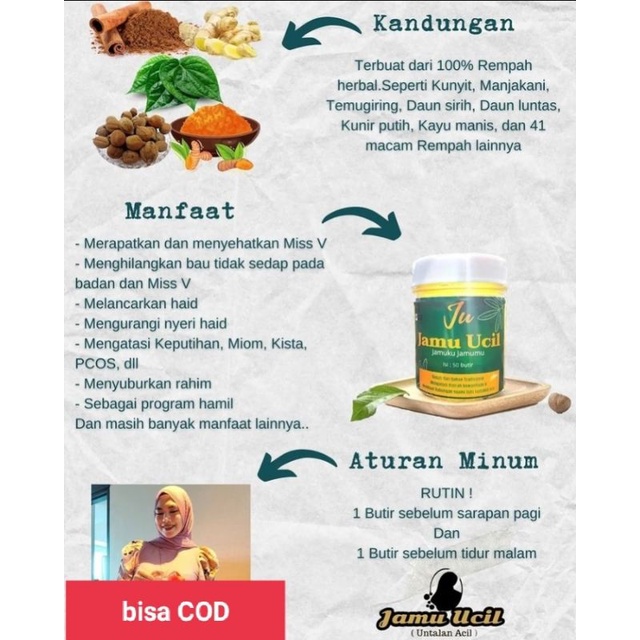 

jamu ucil , untuk keputihan, perapat, pelancar haid. BISA COD