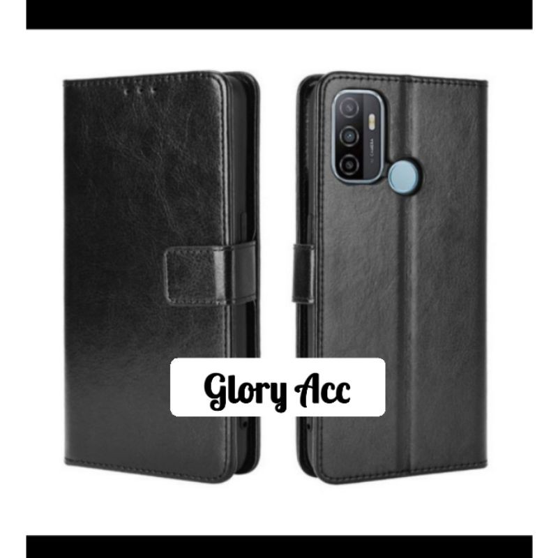 Casing OPPO A53 2020 Leather Wallet Flip Cover Dompet Kulit Oppo A53