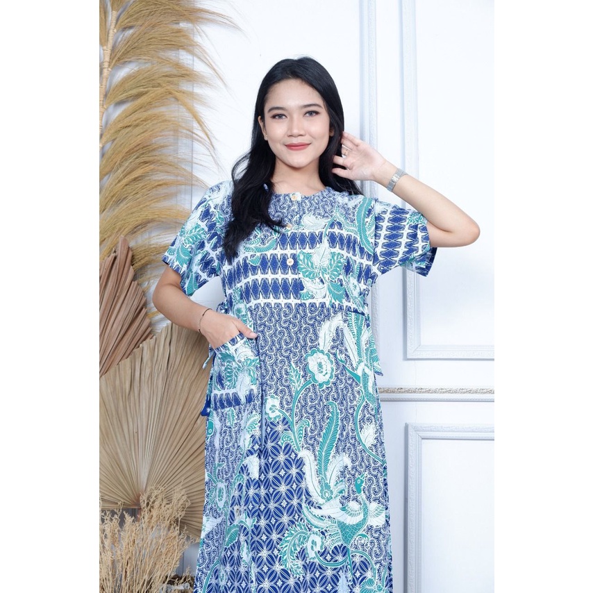 Daster Busui Kekinian Rayon Premium Jumbo / daster rayon premium Semata Kaki Biru muda 1