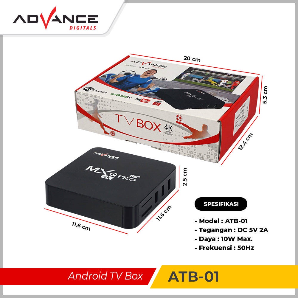 【Garansi 1 Tahun】Advance ATB-01 Android Tv Box Mxq Pro 4K Support Wifi 2+16Gb TV BOX Android