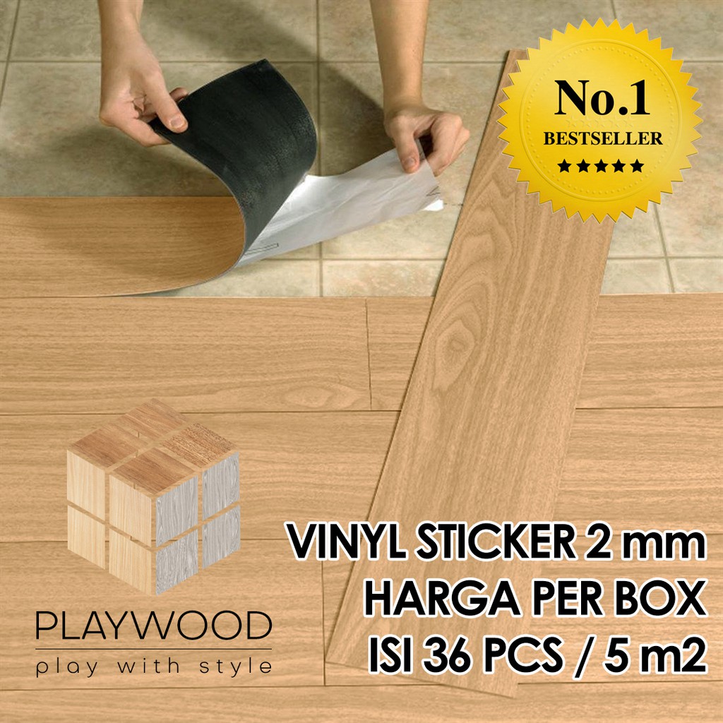 Lantai Vinyl Sticker 2 mm Harga Per Box Playwood Motif Kayu Lembaran