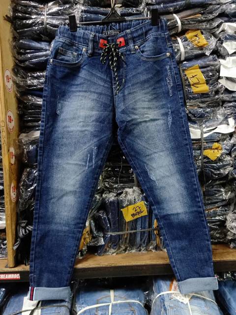 CELANA RIPPED  PINGGANG KARET CAKAR SIZE 31-34