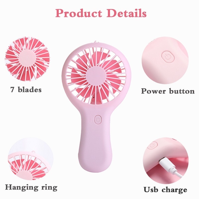 Kipas Angin Genggam Mini Portable USB Rechargeable Dengan Holder Handphone Untuk Outdoor