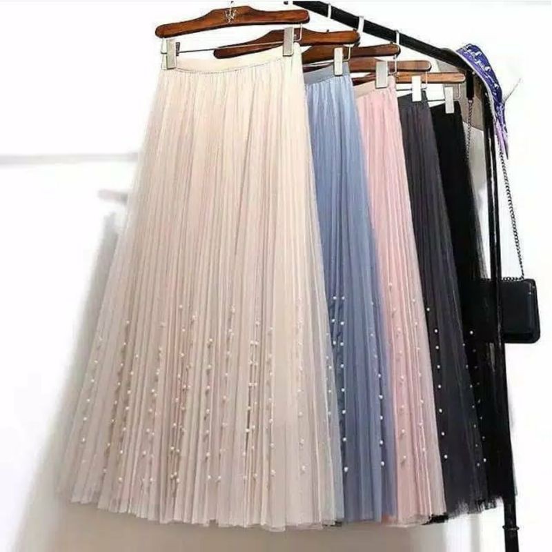 Jual Rok tutu mutiara (COD) material hyget + tile // rok terbaru