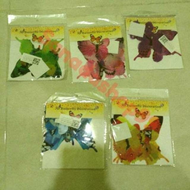 CC (DK07) Termurah 3D WALL STICKER BUTTERFLY / isi 12pcs stiker kupu kupu 3D kualitas import