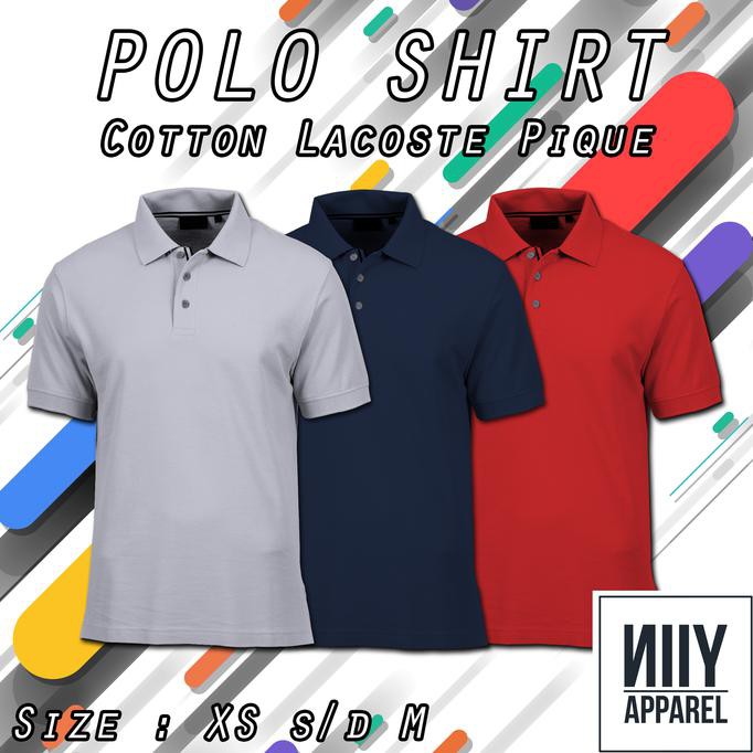 Kaos Polo Shirt - Cotton Lacoste Pique Unisex Ukuran Kecil - Wangki