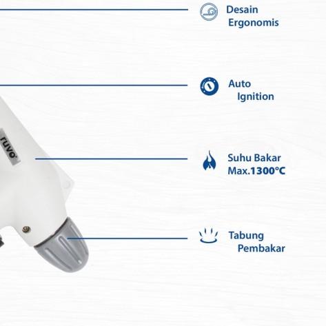 RUVO Portable Gas Torch / BBQ Blow Torch / Flame Gun / Alat Bakar BBQ - putih 920