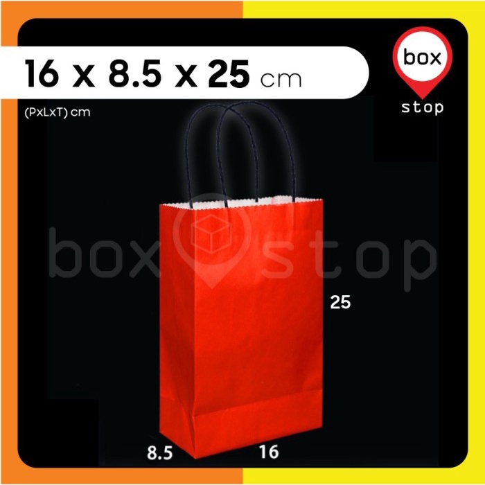 

Paper Bag Merah - Paperbag Polos - MERAH - 16x8.5x25 cm (20 pcs)