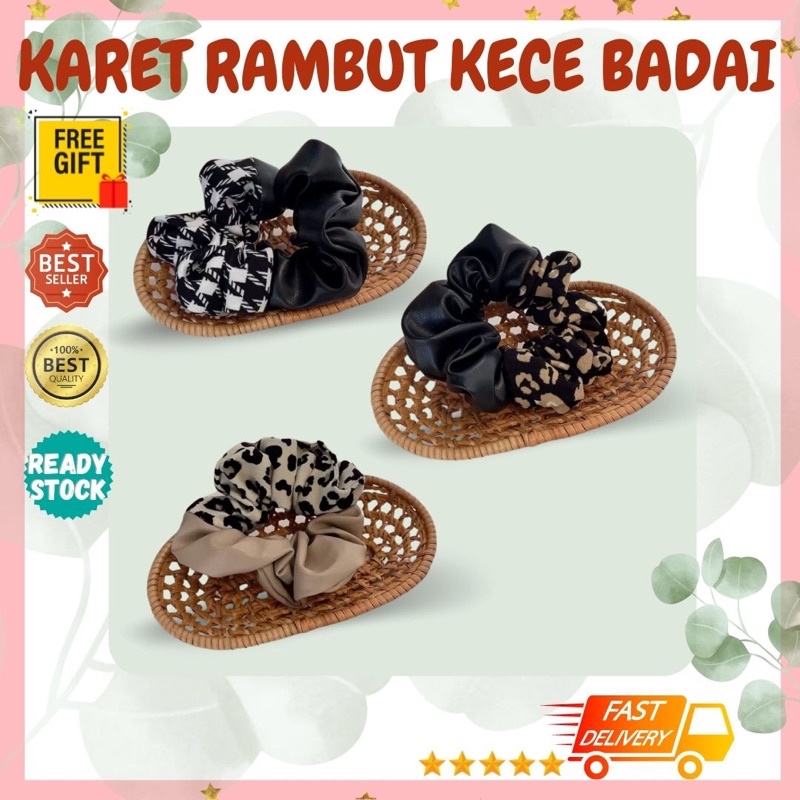 IKAT RAMBUT BANDANA SILK SCRUNCHIE SRUNCHIE SCRUNCIE SKRUNCHIE SCRUNCHIES AKSESORIS ASESORIS HAIR AC