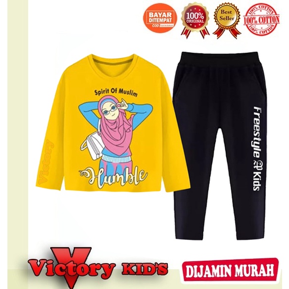 Victory kids Setelan/piyama tangan panjang anak perempuan 1-10 tahun