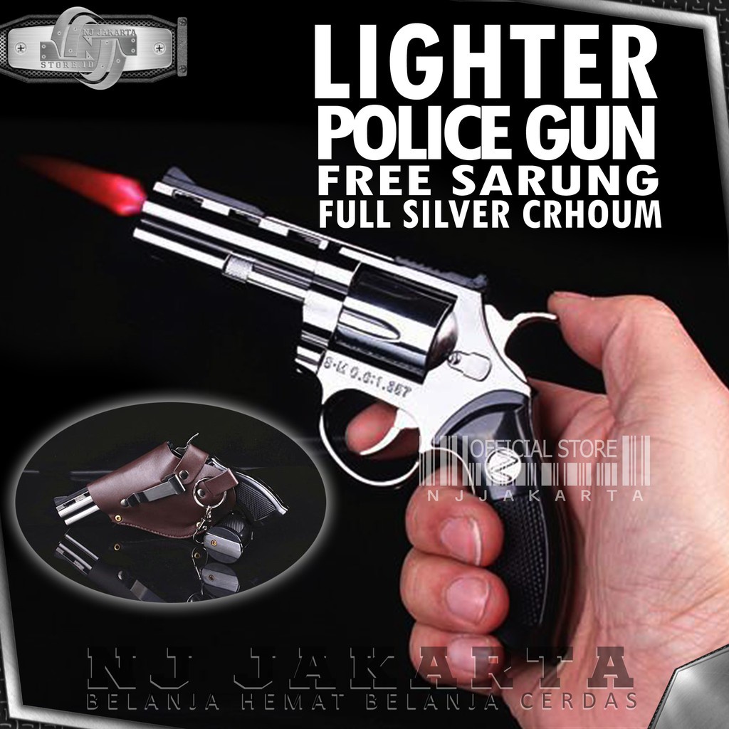 KOREK API GAS PISTOL MAGNUM 13 CM FULL CRHOUM SILVER