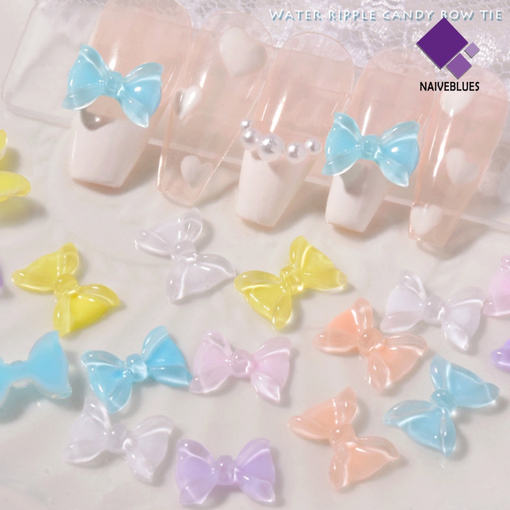 Naiveblue 50Pcs / Set Charms Pita Bahan Resin Untuk Aksesoris Nail Art